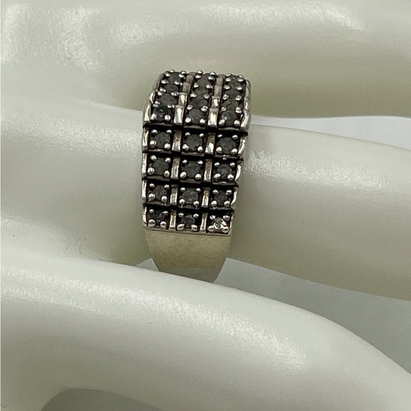 JWBR Sterling Silver & Diamond 3 Tier Cocktail Anniversary Ring Size 8.5 - Picture 1 of 14